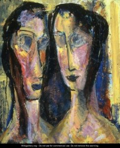 Two Heads with Yellow Background 1928-1929